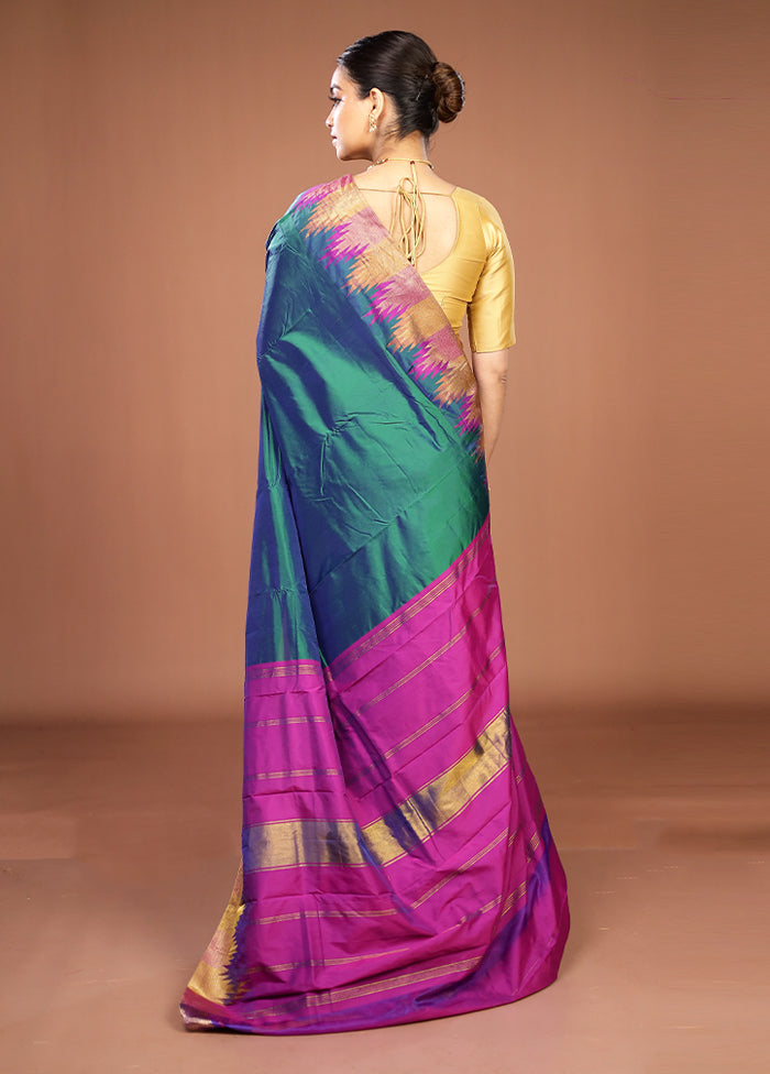 Green Kanjivaram Silk Saree With Blouse Piece