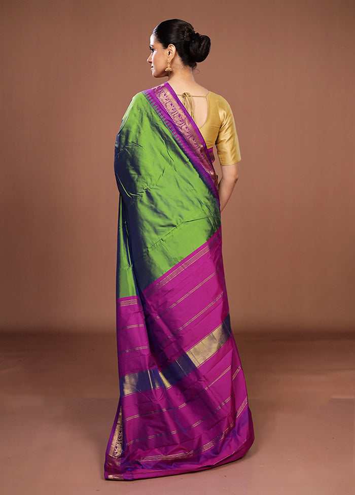 Green Kanjivaram Silk Saree With Blouse Piece
