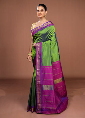 Green Kanjivaram Silk Saree With Blouse Piece