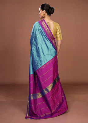 Green Kanjivaram Silk Saree With Blouse Piece