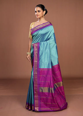 Green Kanjivaram Silk Saree With Blouse Piece