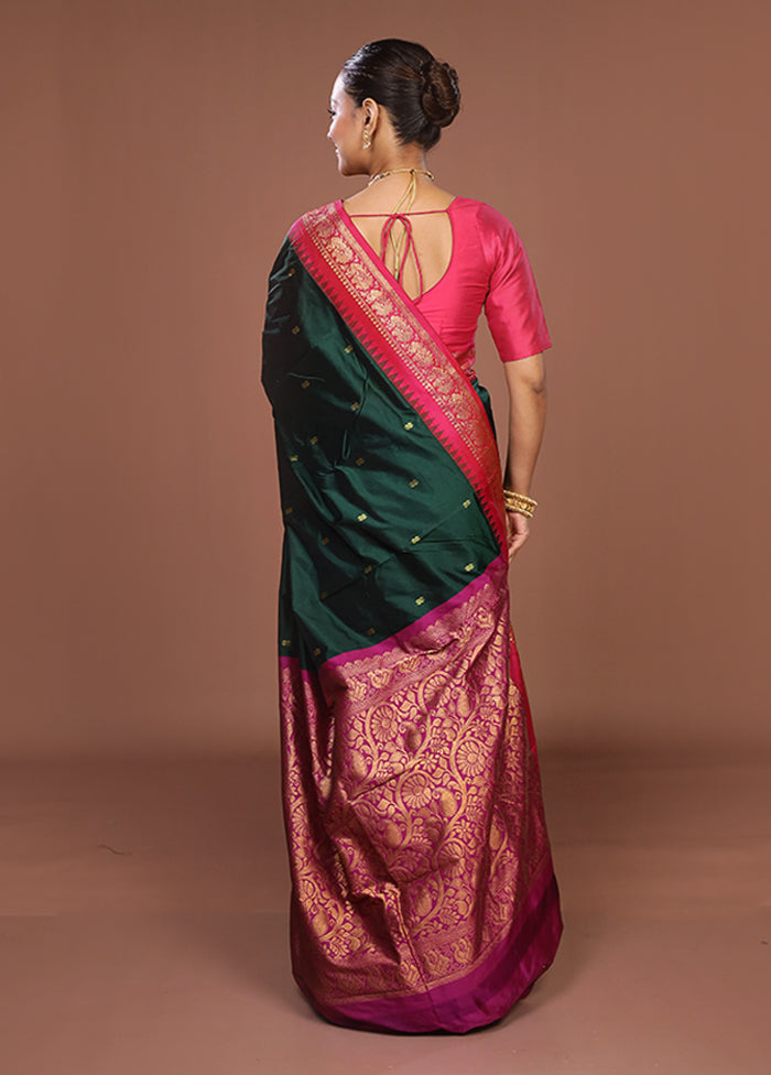 Green Kanjivaram Silk Saree With Blouse Piece