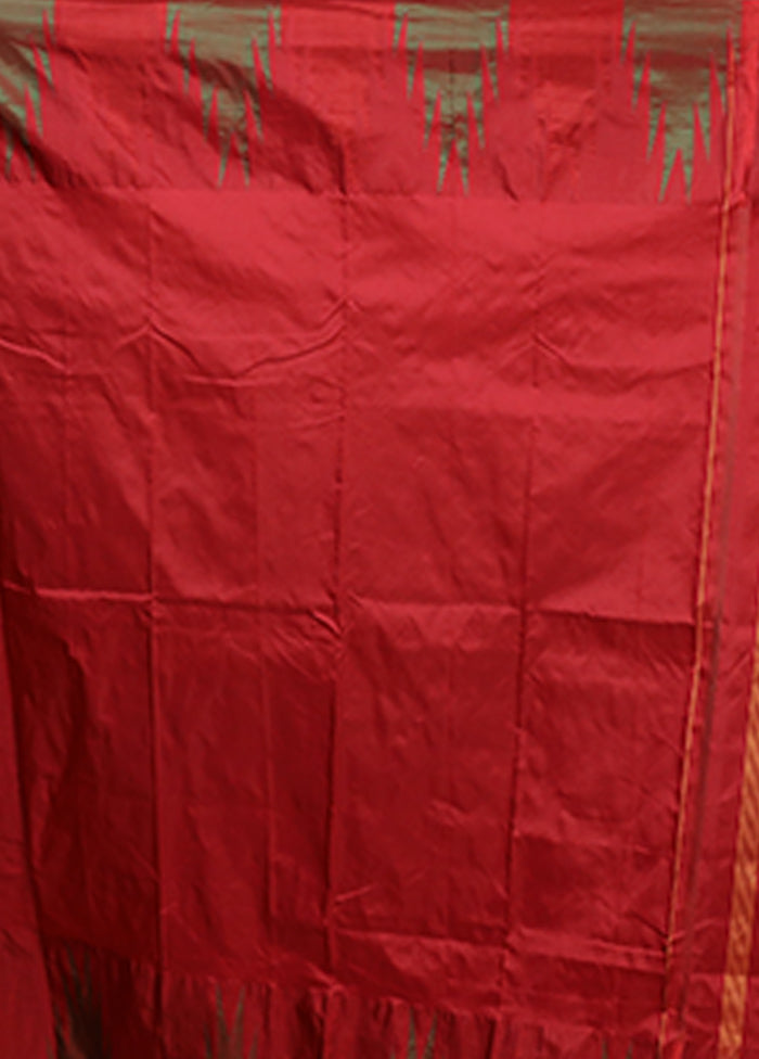 Rust Kanjivaram Silk Saree With Blouse Piece