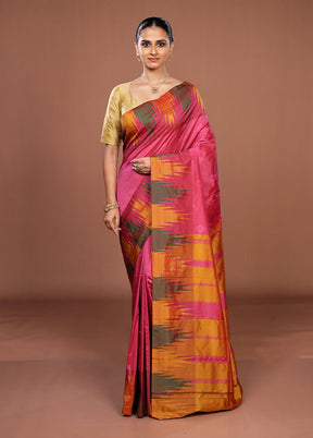 Pink Kanjivaram Silk Saree With Blouse Piece