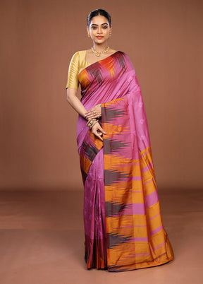 Purple Kanjivaram Silk Saree With Blouse Piece