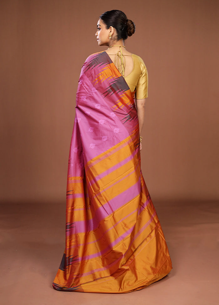 Purple Kanjivaram Silk Saree With Blouse Piece
