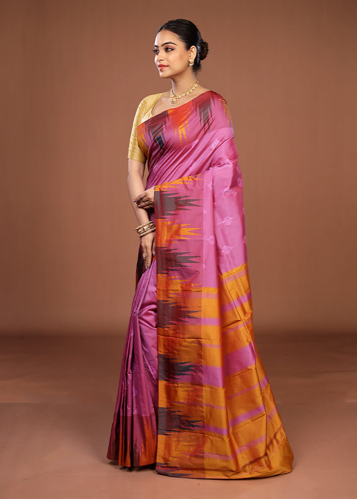 Purple Kanjivaram Silk Saree With Blouse Piece