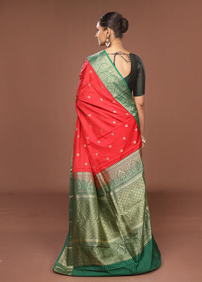 Pink Kanjivaram Silk Saree With Blouse Piece