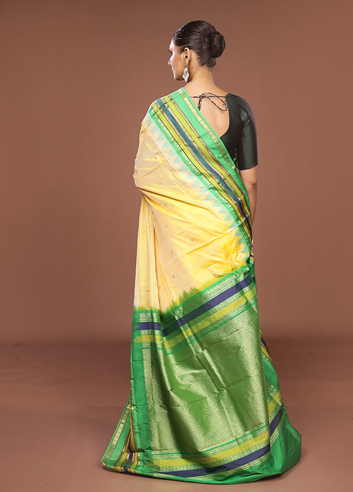 Yellow Kanjivaram Silk Saree With Blouse Piece