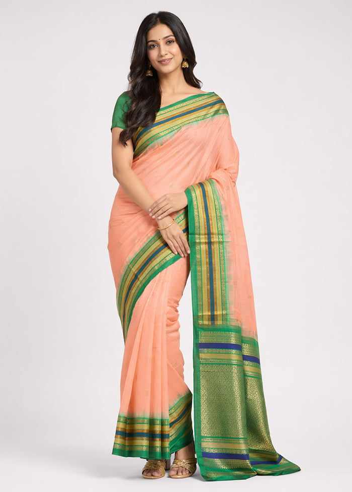 Pink Kanjivaram Silk Saree With Blouse Piece