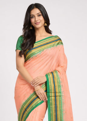 Pink Kanjivaram Silk Saree With Blouse Piece