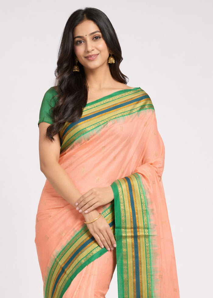 Pink Kanjivaram Silk Saree With Blouse Piece