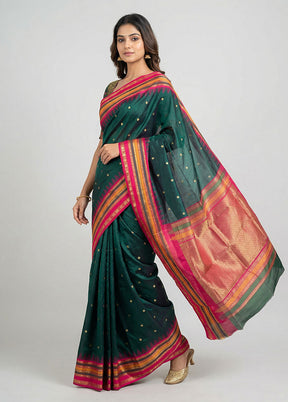 Green Kanjivaram Silk Saree With Blouse Piece