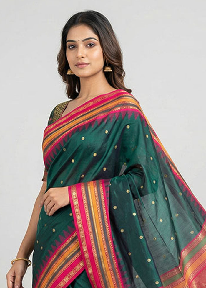 Green Kanjivaram Silk Saree With Blouse Piece