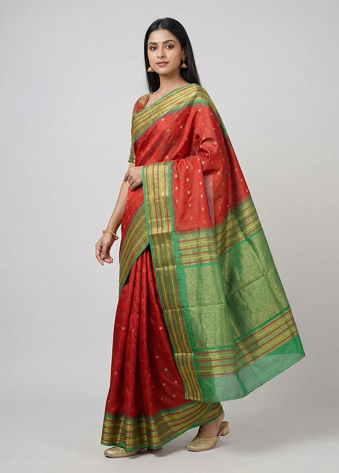 Pink Kanjivaram Silk Saree With Blouse Piece