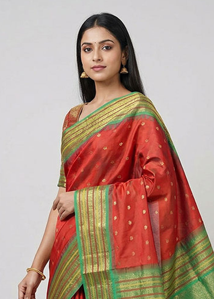 Pink Kanjivaram Silk Saree With Blouse Piece