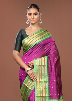 Purple Kanjivaram Silk Saree With Blouse Piece