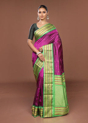 Purple Kanjivaram Silk Saree With Blouse Piece