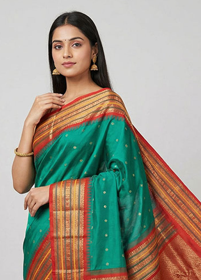 Green Kanjivaram Silk Saree With Blouse Piece