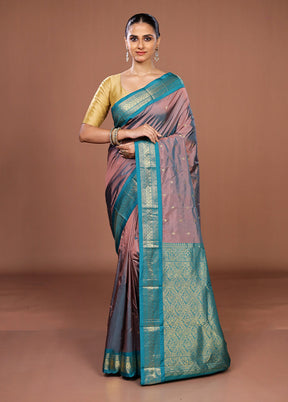 Purple Kanjivaram Silk Saree With Blouse Piece