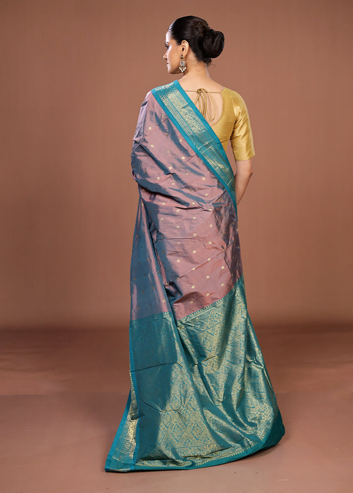 Purple Kanjivaram Silk Saree With Blouse Piece