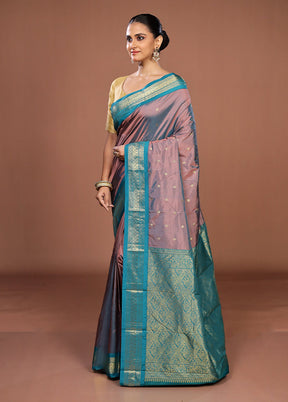 Purple Kanjivaram Silk Saree With Blouse Piece