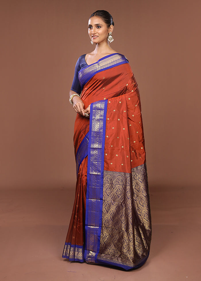 Red Kanjivaram Silk Saree With Blouse Piece