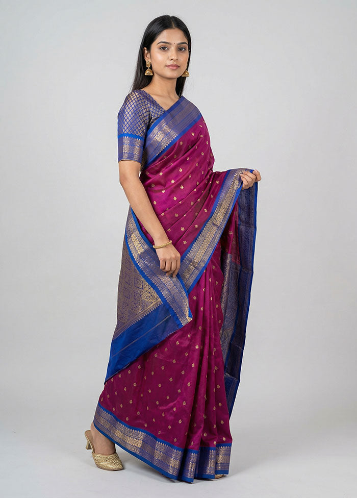 Pink Kanjivaram Silk Saree With Blouse Piece