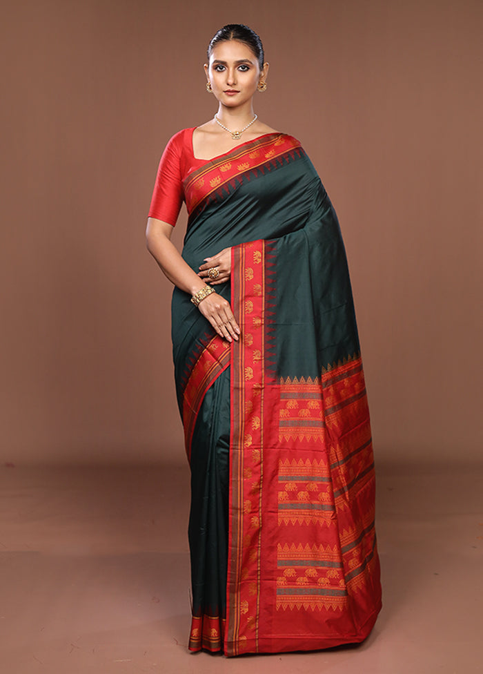Green Kanjivaram Silk Saree With Blouse Piece