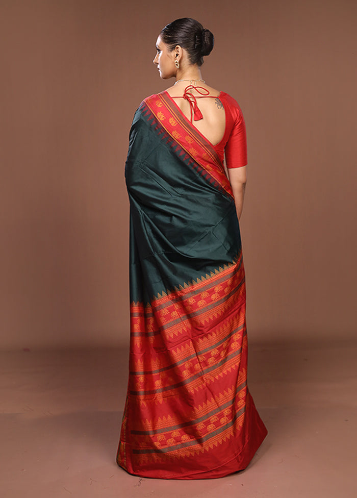 Green Kanjivaram Silk Saree With Blouse Piece