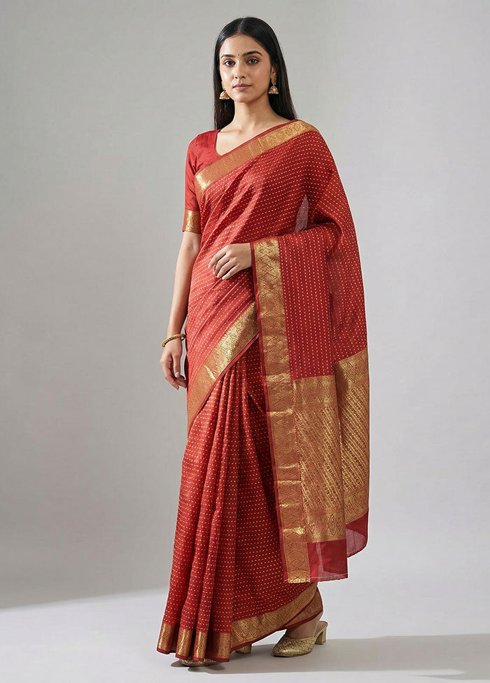 Maroon Kanjivaram Silk Saree With Blouse Piece