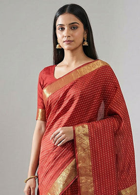 Maroon Kanjivaram Silk Saree With Blouse Piece