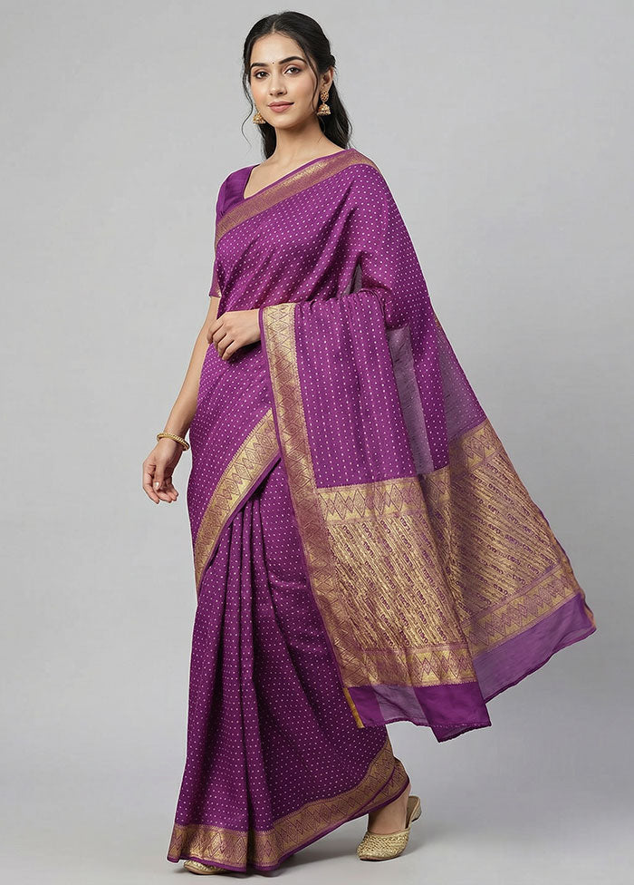 Purple Kanjivaram Silk Saree With Blouse Piece