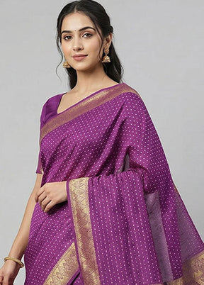Purple Kanjivaram Silk Saree With Blouse Piece