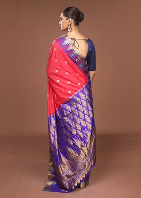Red Handloom Kanjivaram Pure Silk Saree With Blouse Piece