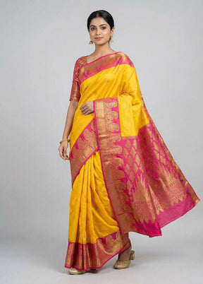 Blue Handloom Kanjivaram Pure Silk Saree With Blouse Piece