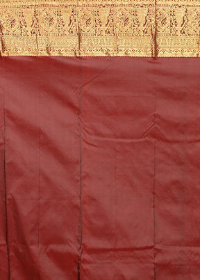 Grey Handloom Kanjivaram Pure Silk Saree With Blouse Piece