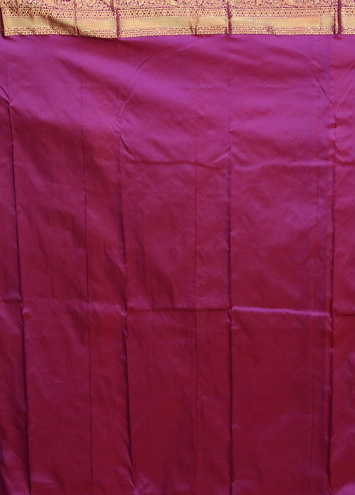 Blue Handloom Kanjivaram Pure Silk Saree With Blouse Piece