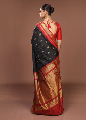 Black Kanjivaram Silk Saree With Blouse Piece