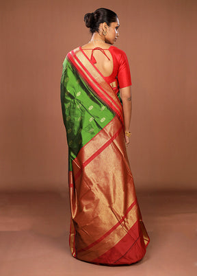 Green Kanjivaram Silk Saree With Blouse Piece