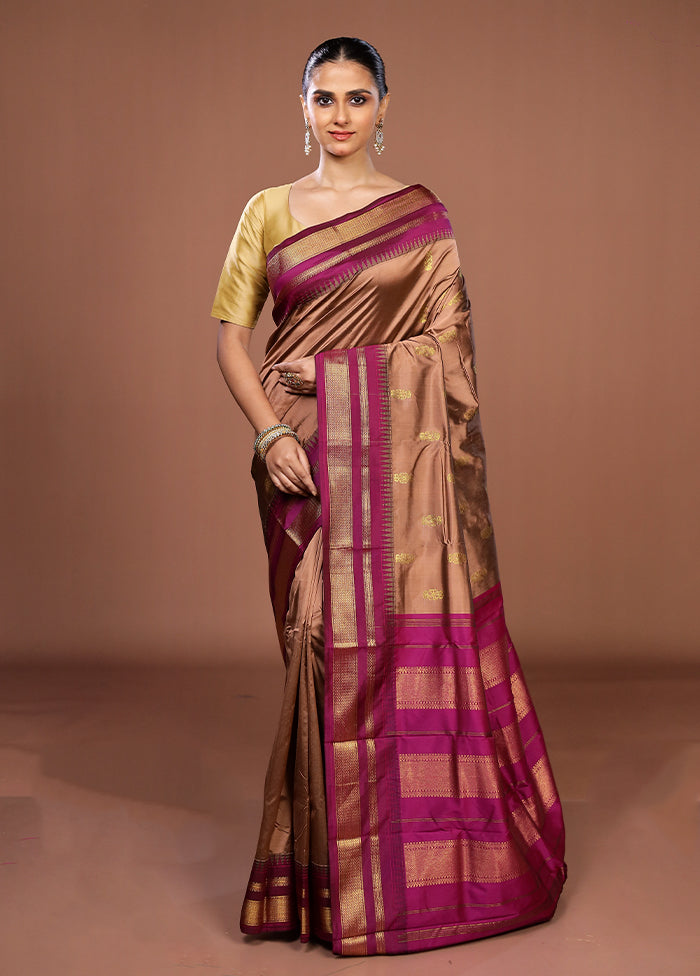 Cream Kanjivaram Silk Saree With Blouse Piece