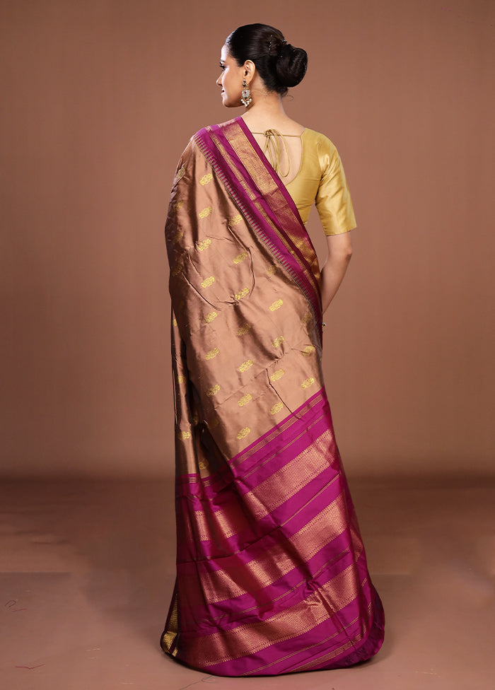 Cream Kanjivaram Silk Saree With Blouse Piece