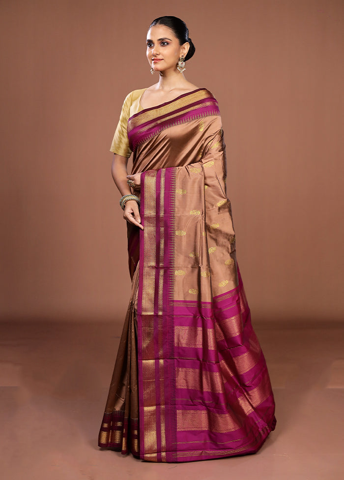 Cream Kanjivaram Silk Saree With Blouse Piece