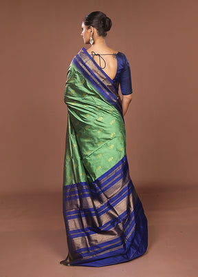Green Kanjivaram Silk Saree With Blouse Piece