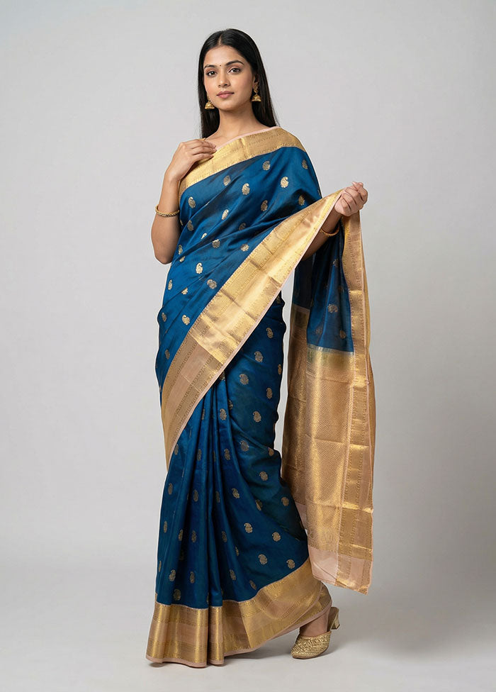 Green Handloom Kanchipuram Pure Silk Saree With Blouse Piece