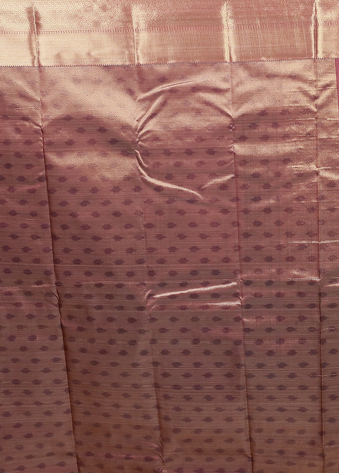 Peach Kanjivaram Silk Saree With Blouse Piece