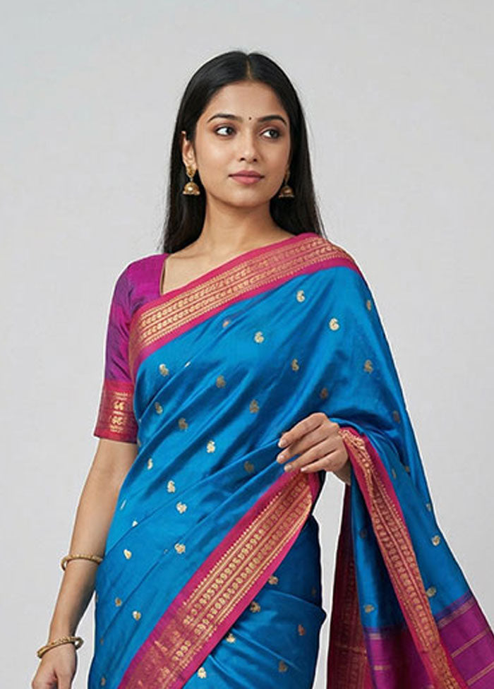 Purple Kanjivaram Silk Saree With Blouse Piece