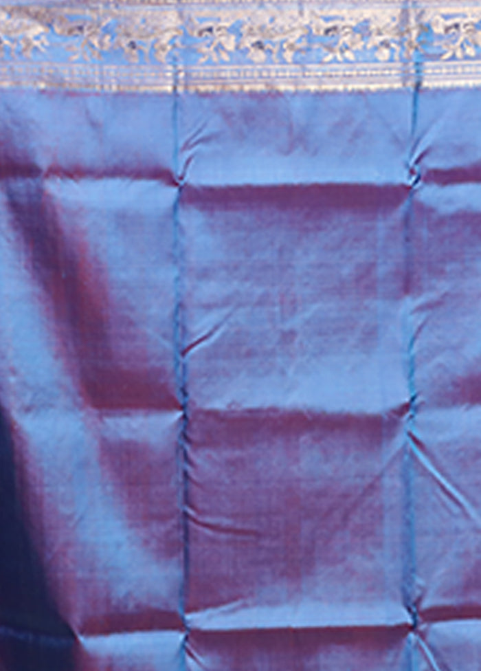 Blue Handloom Swarnachuri Pure Silk Saree With Blouse Piece