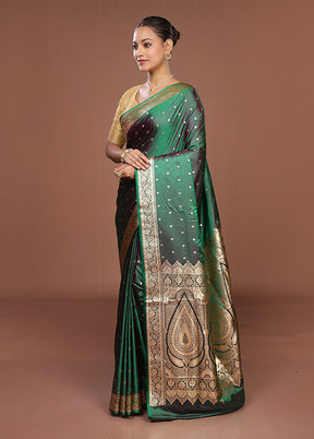 Green Banarasi Silk Saree With Blouse Piece
