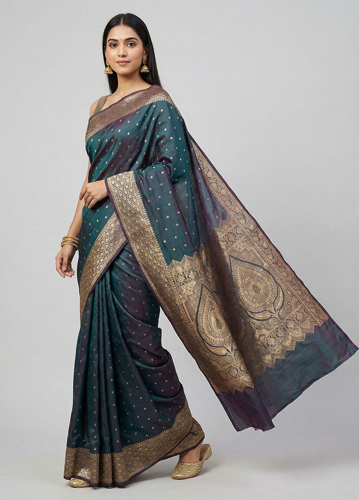 Green Banarasi Silk Saree With Blouse Piece